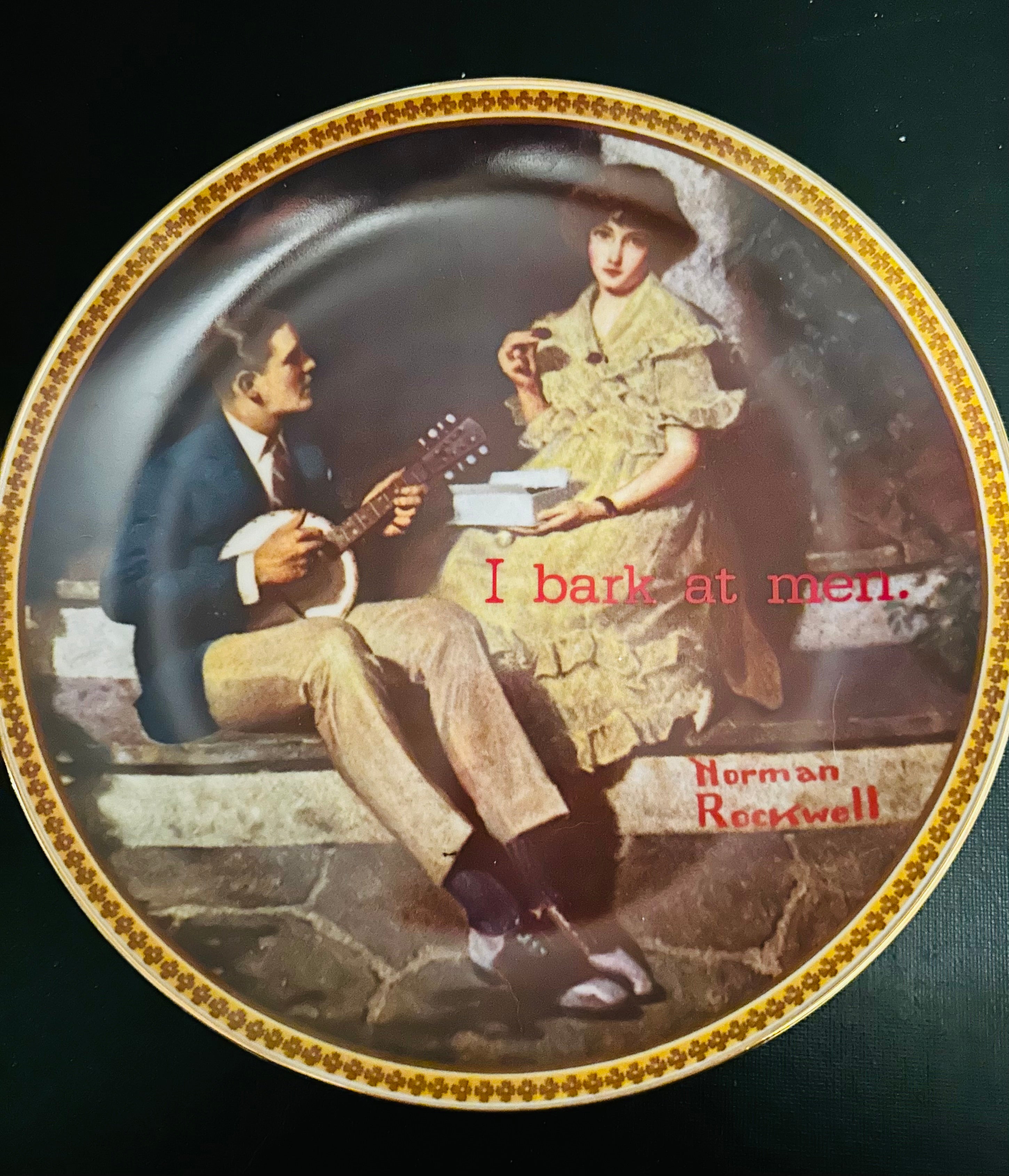 I bark at men plate